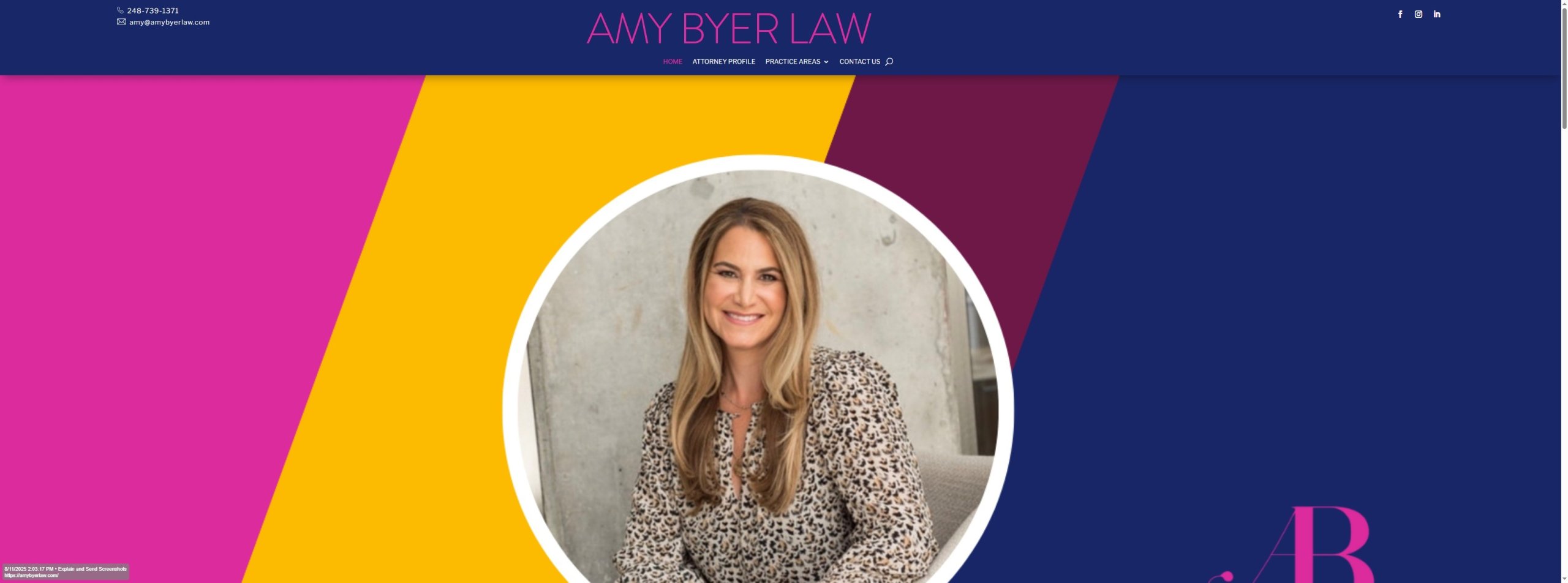Screenshot of Amy Byer Law _ Divorce & Family Law Attorney in Troy, Warren & Livonia