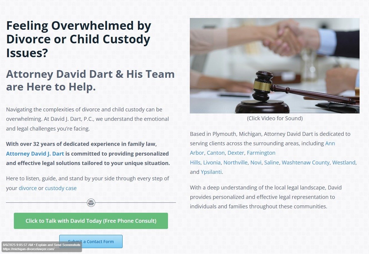 Screenshot of Plymouth Divorce & Family Law Attorney _ Livonia, Ann Arbor, Canton & Northville